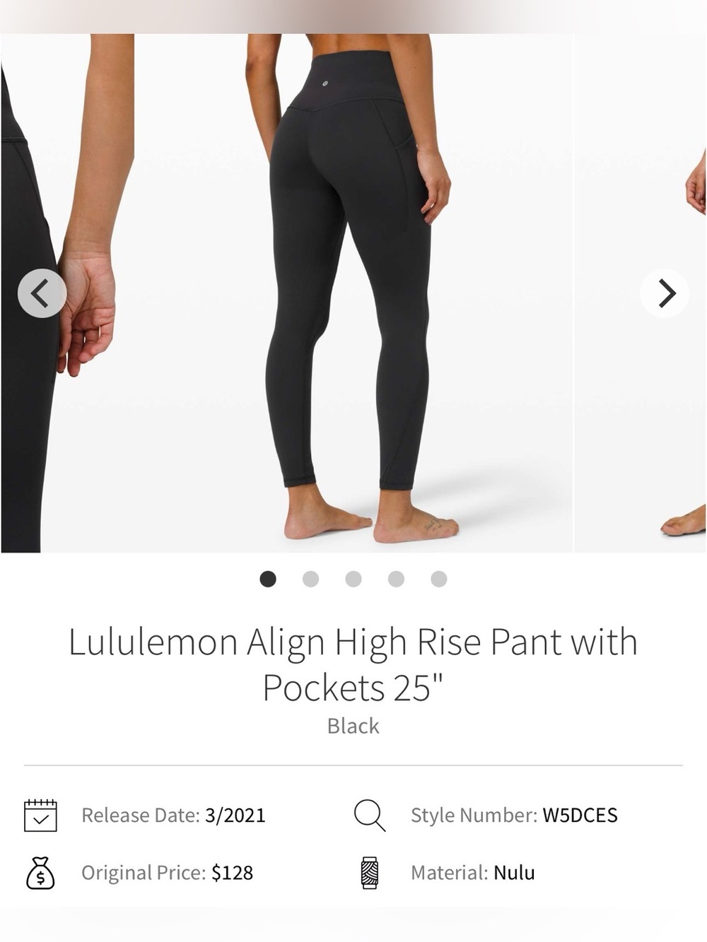 Lululemon Align High Rise Pant with Pockets 25"
Black - Picture 5 of 5